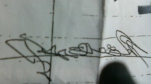 My signature going into surgery  May 1, 2017