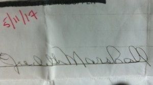 My signature after surgery May 11, 2011