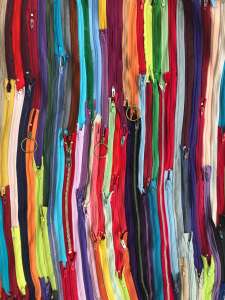 zippers, lots of colorful zippers 